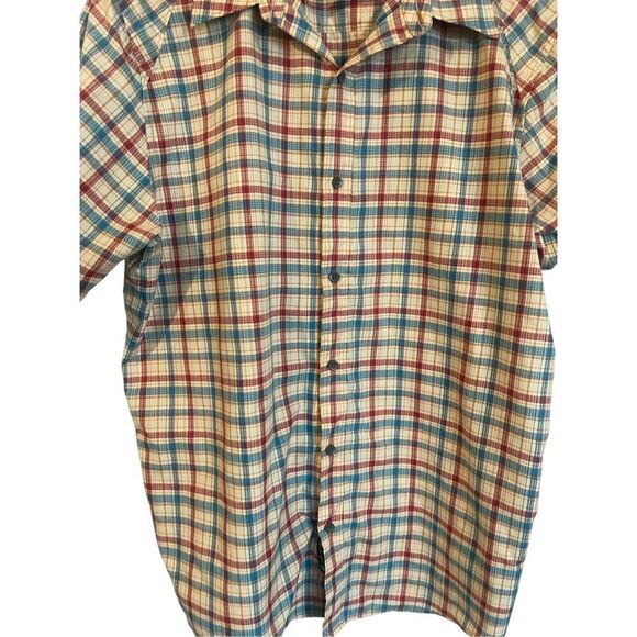Marmot Mens Yellow Red Plaid For Life Short Sleeve Button-Down Shirt Size XL - Picture 2 of 9